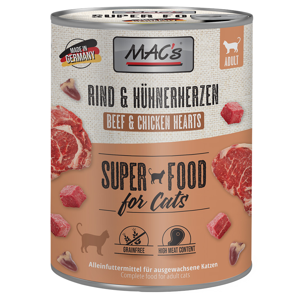 MAC´s Cat Katzenfutter 6 x 800 g - Rind & Hühnerherzen von MAC's