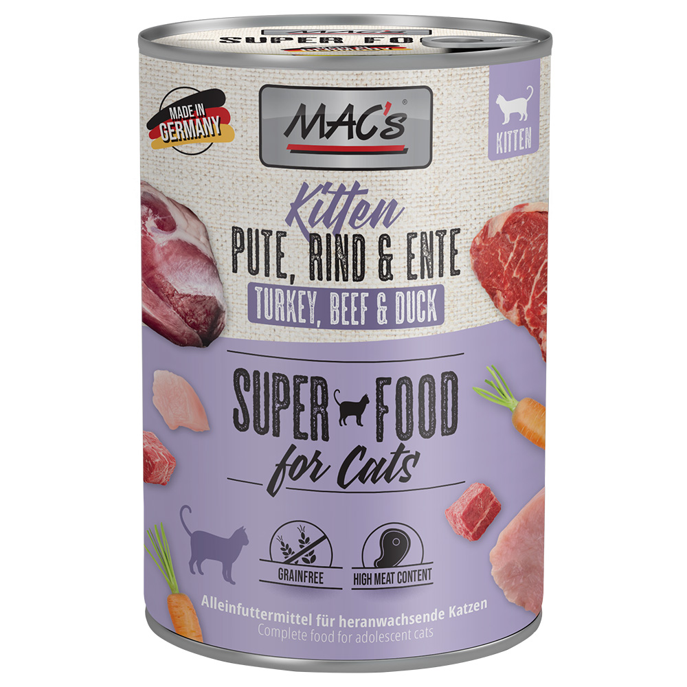 MAC's Cat Kitten 6 x 400 g - Kitten Pute, Rind & Ente MAC's Cat Kitten 6 x 400 g - Kitten Pute, Rind & Ente von MAC's