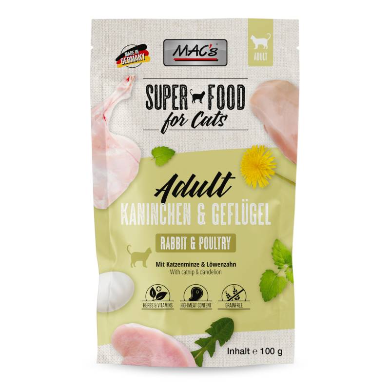 MAC´s Cat Pouch 12 x 100 g - Kaninchen & Geflügel von MAC's