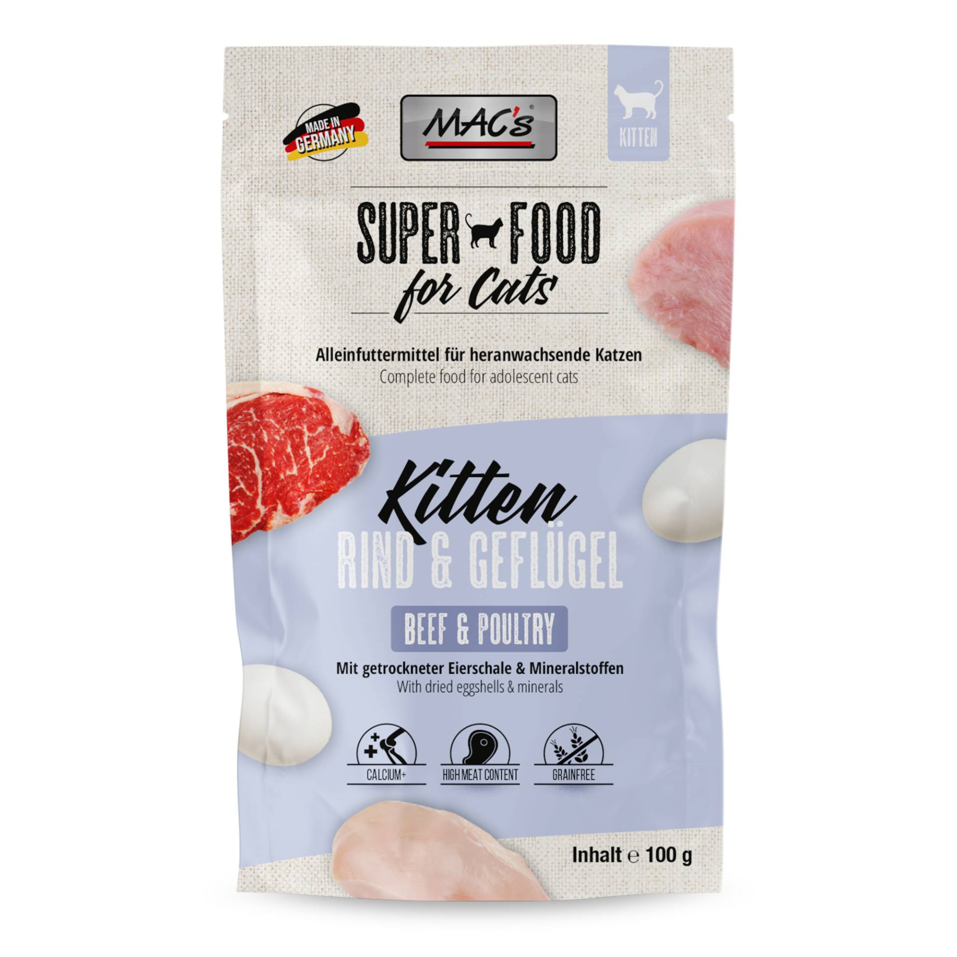 MAC's Cat Pouch Kitten 12 x 100 g - Rind & Geflügel von MAC's