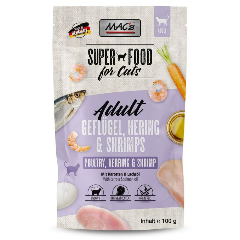 MAC's Cat Pouchpack Geflügel, Hering & Shrimps 100 g (12,70 € pro 1 kg) von MAC's