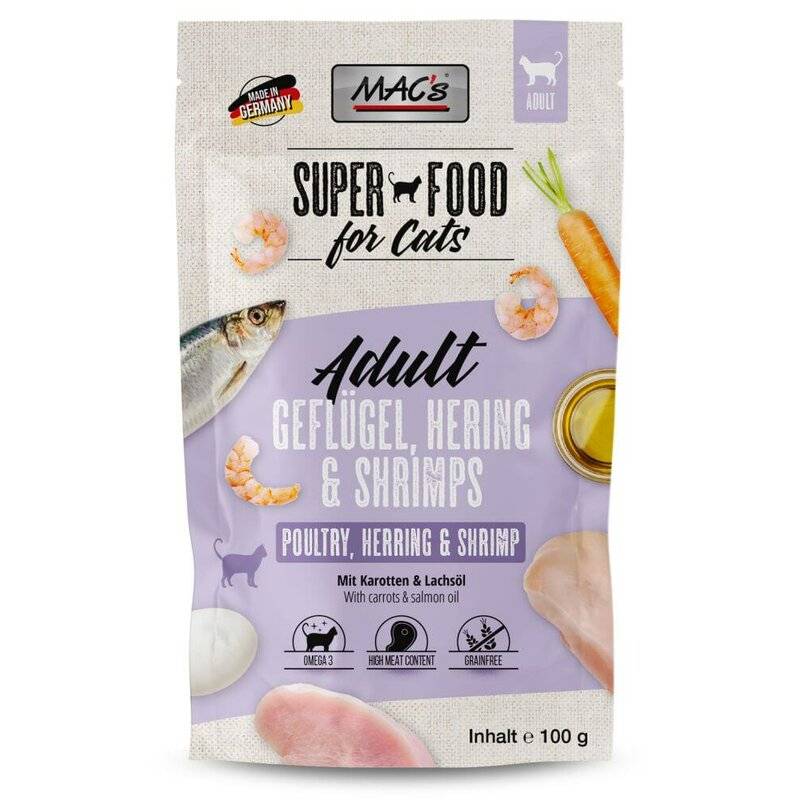 MAC's Cat Pouchpack Geflügel, Hering & Shrimps 100 g (12,70 € pro 1 kg) von MAC's