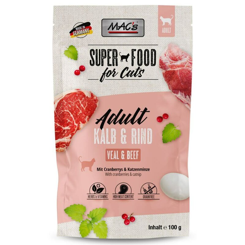 MAC's Cat Pouchpack Kalb & Rind 100 g (12,70 € pro 1 kg) von MAC's