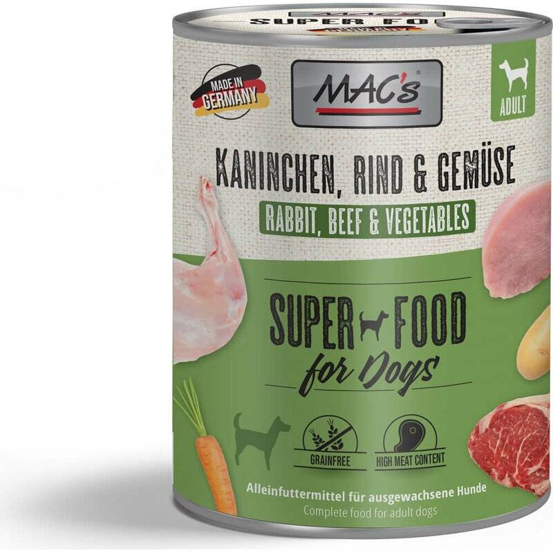 MAC's Dog Kaninchen, Rind & Gemüse - 800 g (4,11 € pro 1 kg) von MAC's