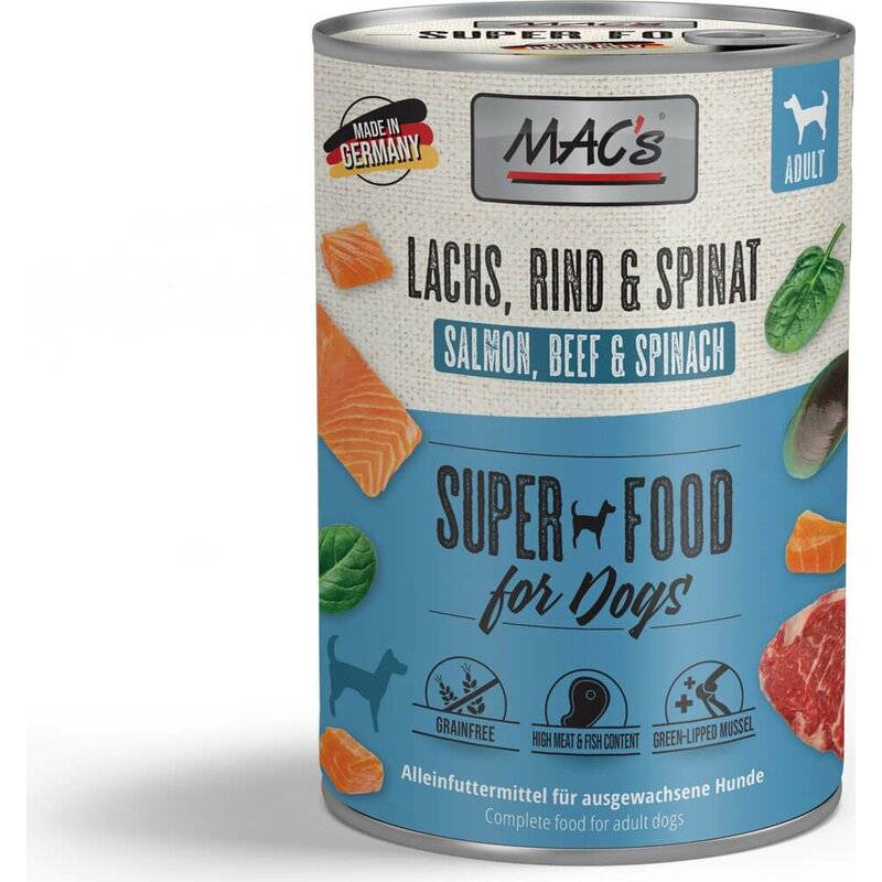 MAC's Dog Lachs, Rind & Spinat - 400 g (4,97 € pro 1 kg) von MAC's