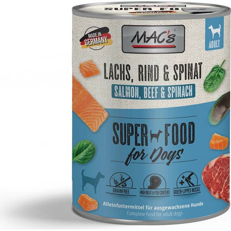 MAC's Dog Lachs, Rind & Spinat - 800 g (3,86 € pro 1 kg) von MAC's