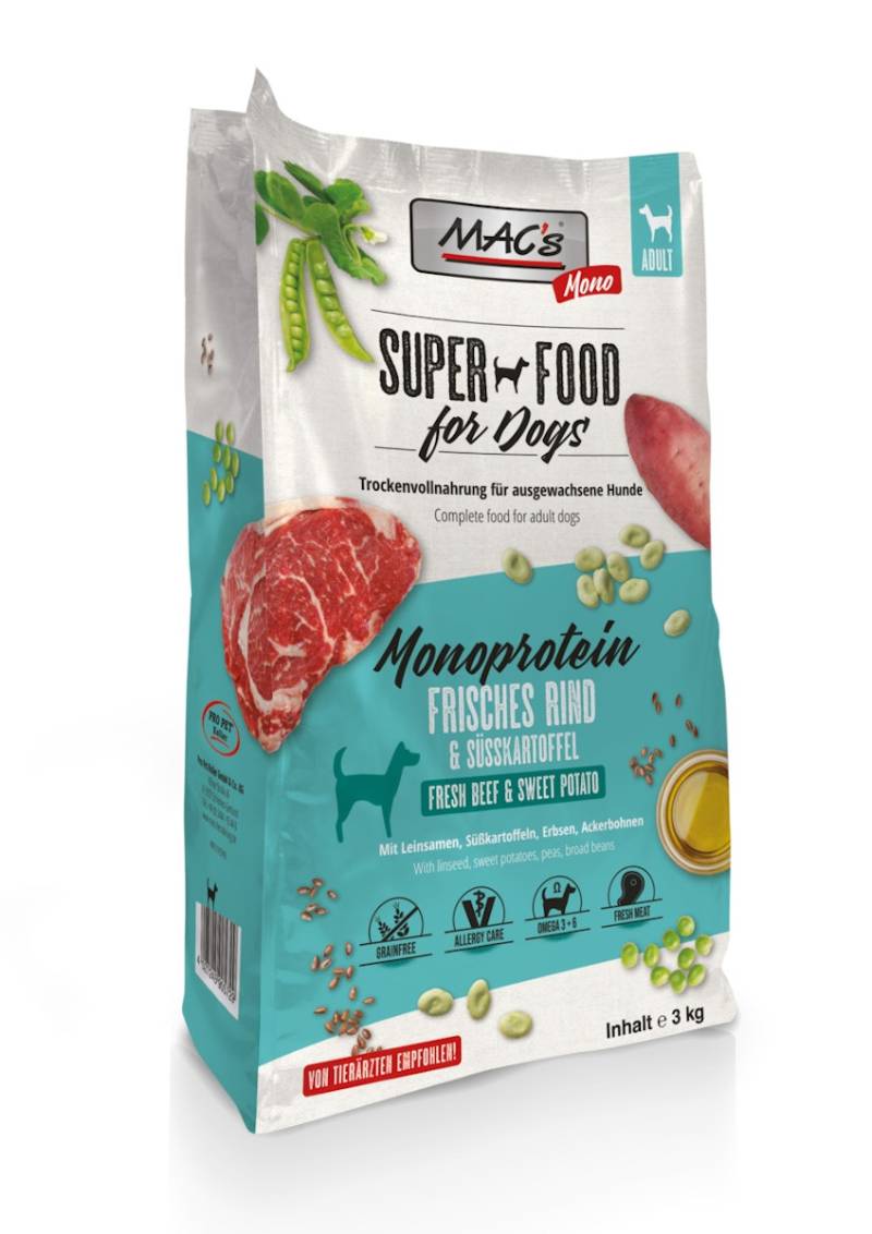 MAC's Dog Mono Rind Hundetrockenfutter 3 Kilogramm
