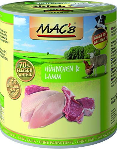 MAC's Hund Nassfutter Hühnchen & Lamm, 6er Pack (6 x 800 g) von MAC's