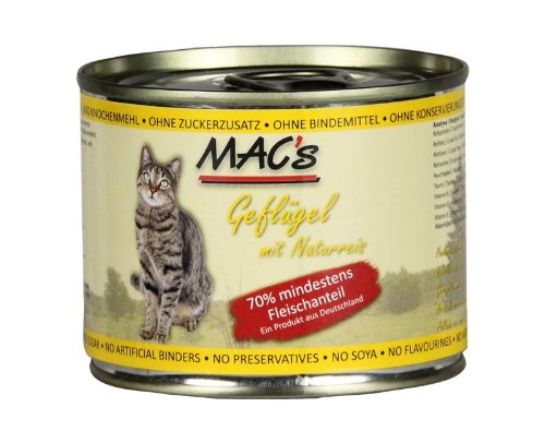 MAC's Katzenfutter Geflügel & Naturreis 12 X 200 g von MAC's