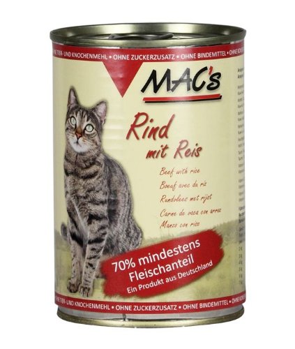 MAC's Katzenfutter Rind & Naturreis 12 X 400 g von MAC's