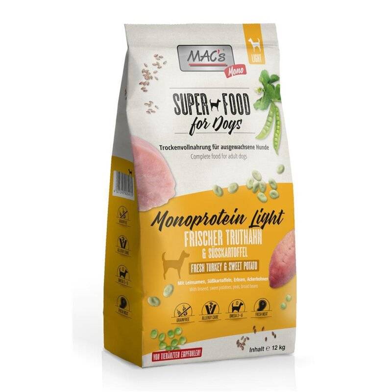 MAC's Mono Light Hundefutter - 12 kg (Verpackung beschädigt) (3,91 € pro 1 kg) von MAC's