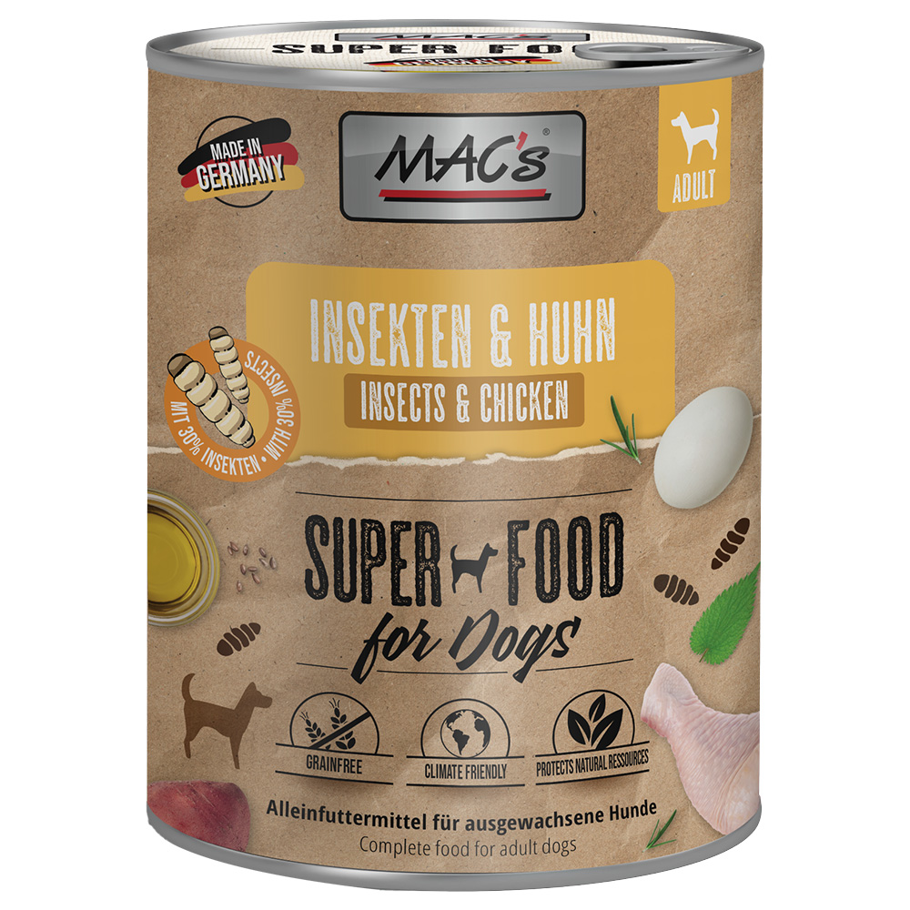 MAC's Nassfutter für Hunde mit Insekten 6 x 750 g - Insekten & Huhn von MAC's