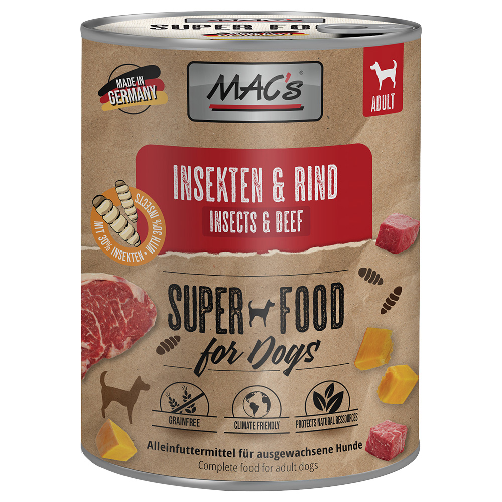 MAC's Nassfutter für Hunde mit Insekten 6 x 750 g - Insekten & Rind von MAC's