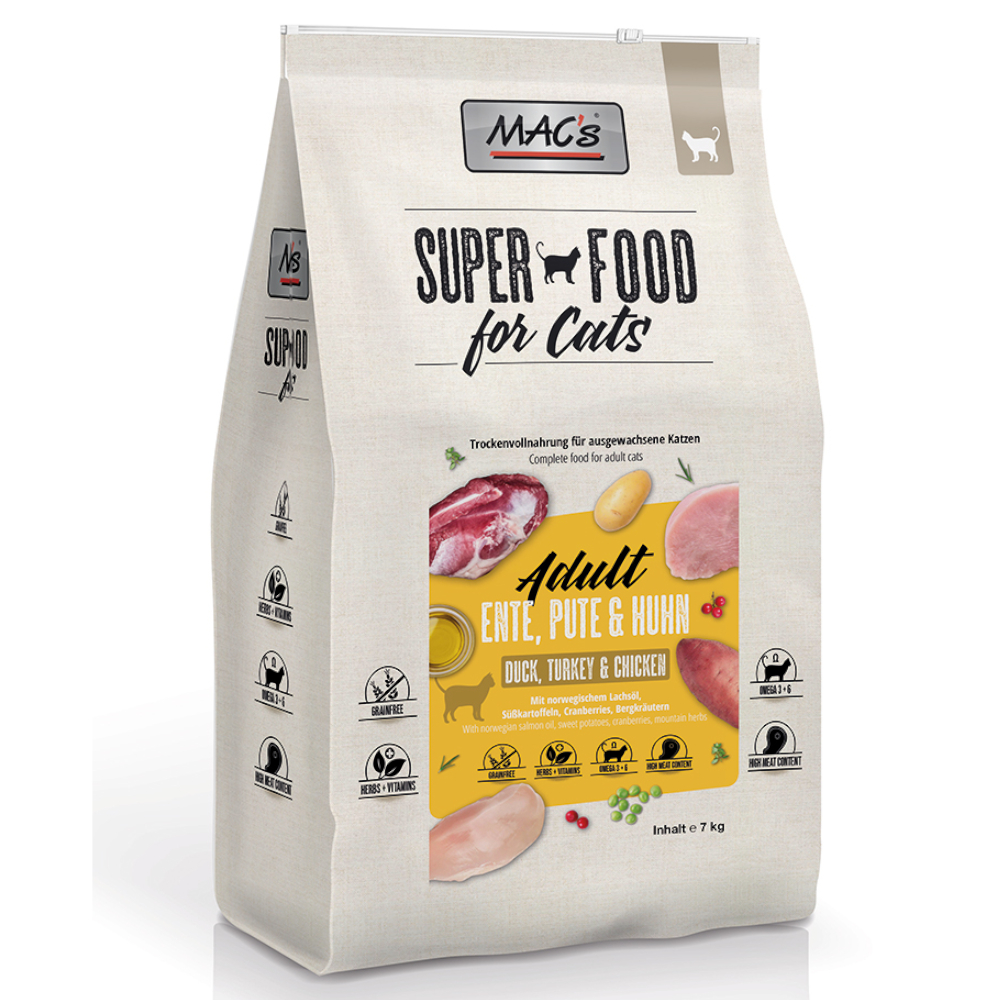 MAC's Superfood for Cats Adult Ente, Pute & Huhn - 7 kg von MAC's