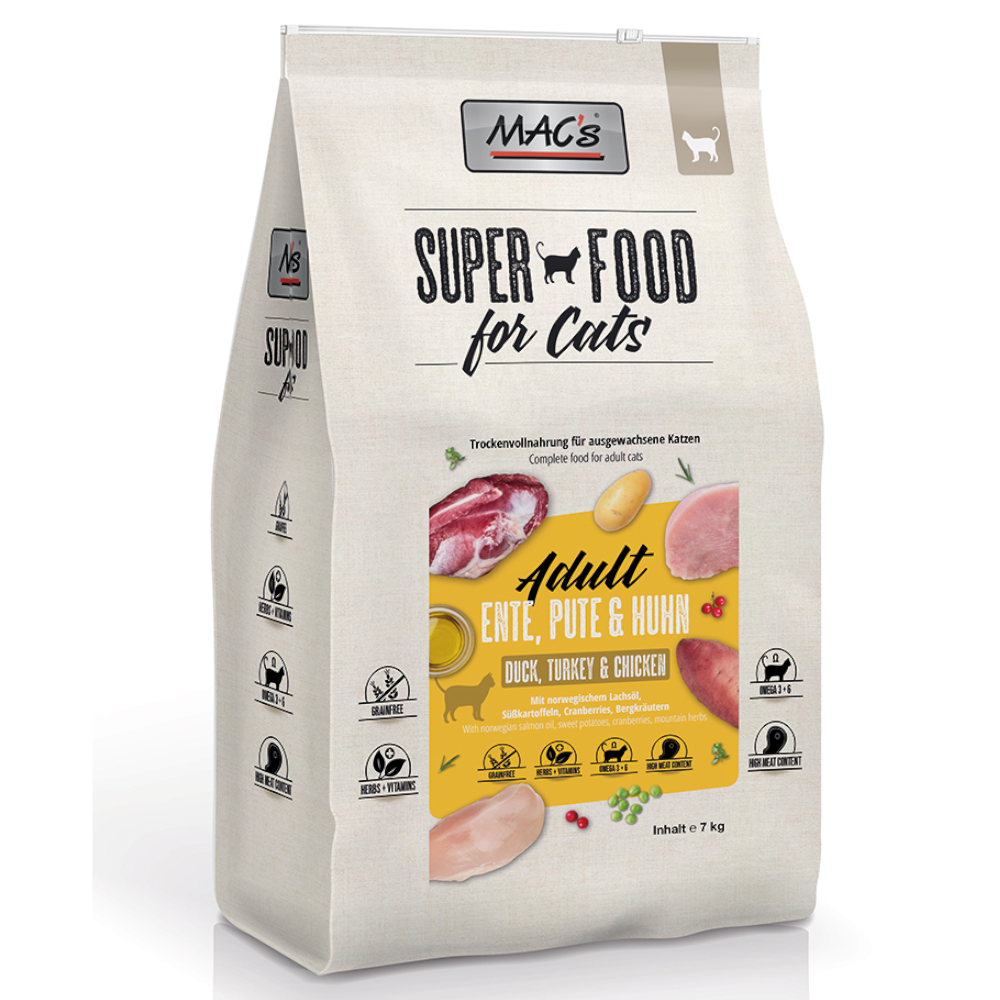 MAC's Superfood for Cats Adult Ente, Pute & Huhn - Sparpaket 2 x 7 kg von MAC's