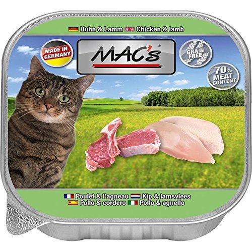 MACs Cat Feinschmecker 85g Huhn & Lamm Katzenfutter Schale Größe 16 x 85g von MAC's