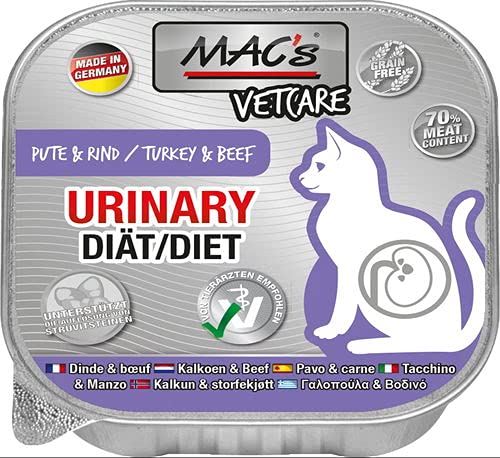 MACs Cat Vetcare Urinary Pute & Rind 100g für Katzen 16er Pack (16 x 100g) von Mac's