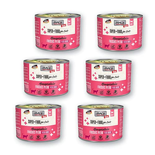 Mac's Cat Katzenfutter Mono Pferd Nassfutter Dosen 6x200g getreidefrei von MAC's
