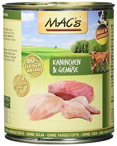 Mac's Hundefutter getreidefrei Kaninchen & Gemüse, 800 g von MAC's