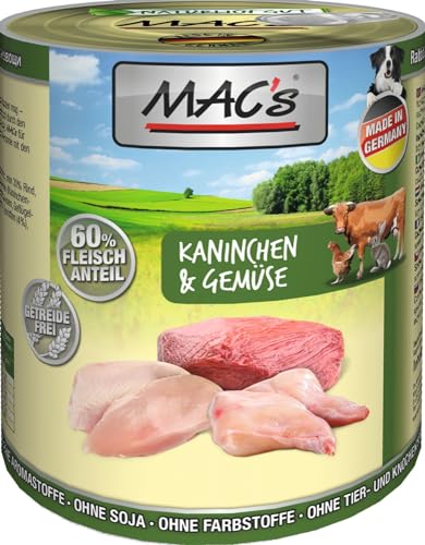 Mac's Hundefutter getreidefrei Kaninchen & Gemüse, 800 g von MAC's