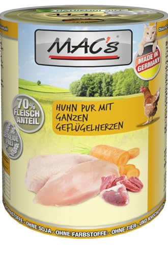 Mac's Katzenfutter getreidefrei Huhn mit ganzen Geflügelherzen, 400 g von MAC's