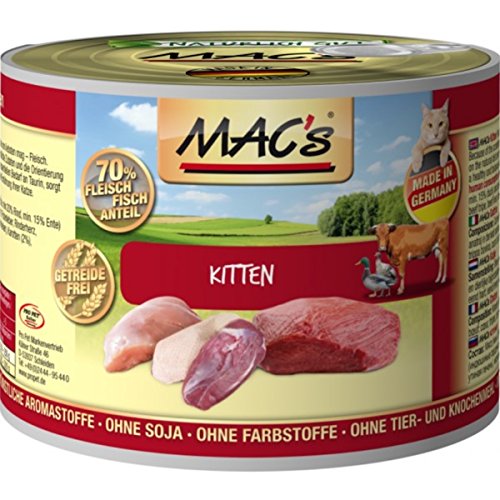 Mac's Katzenfutter getreidefrei Kitten Pute, Rind, Ente, 400 g von MAC's