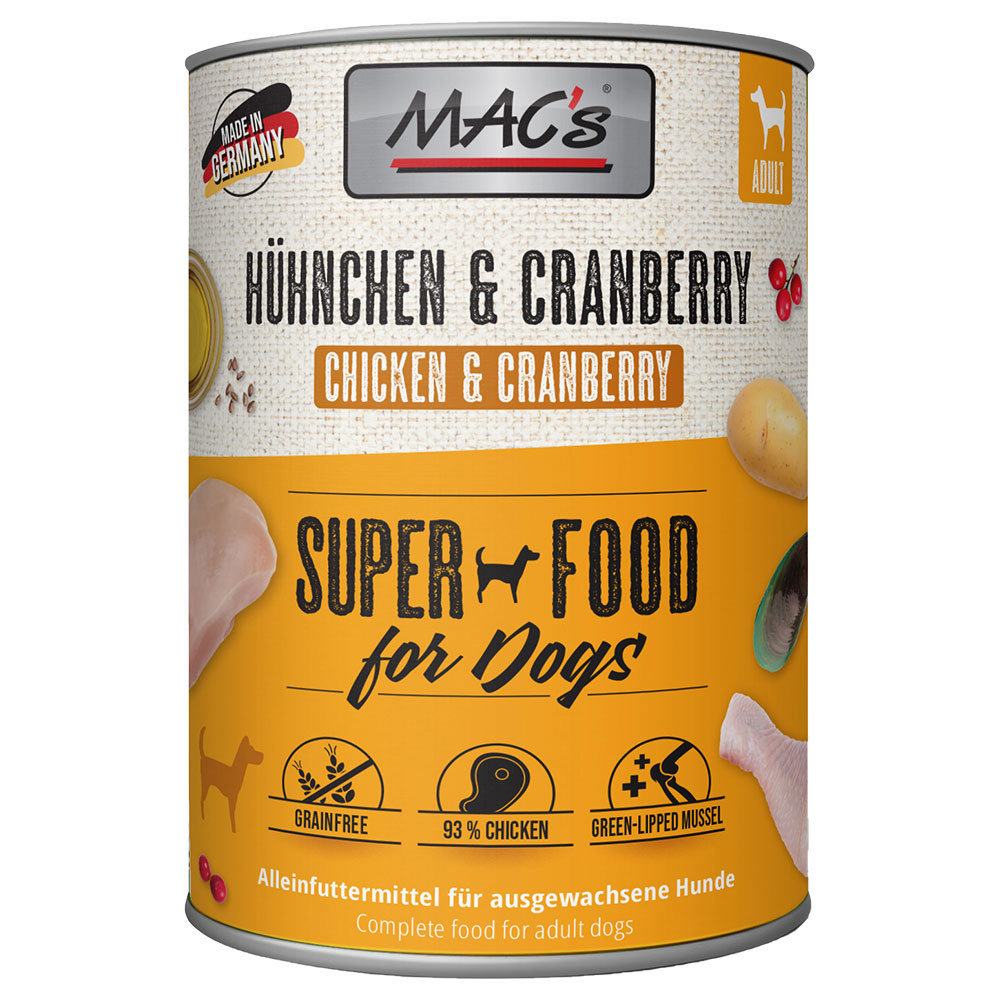 Sparpaket MAC's Adult 24 x 800 g - Hühnchen & Cranberry Sparpaket MAC's Adult 24 x 800 g - Hühnchen & Cranberry von MAC's