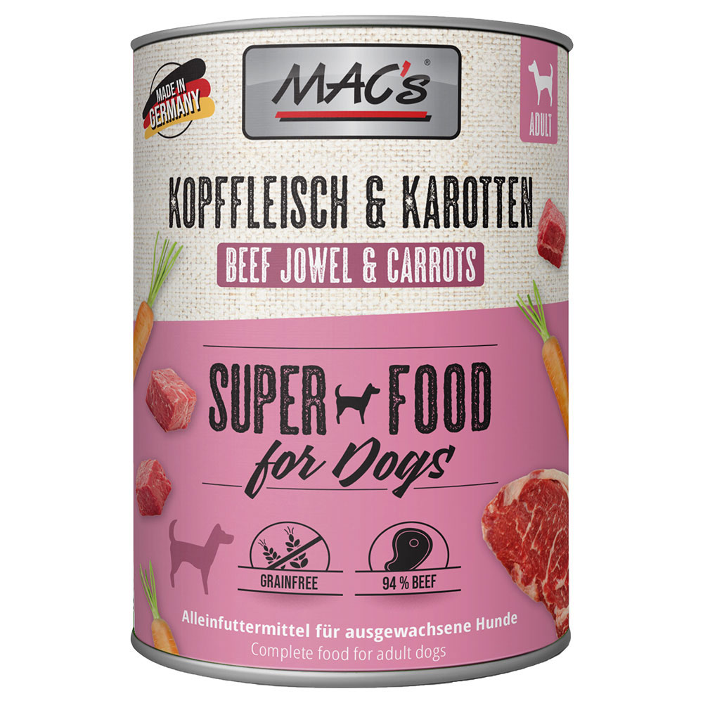 Sparpaket MAC's Adult 24 x 800 g - Kopffleisch & Karotten Sparpaket MAC's Adult 24 x 800 g - Kopffleisch & Karotten von MAC's