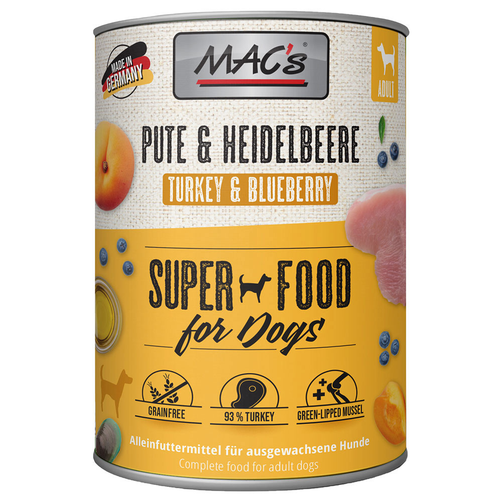 Sparpaket MAC's Adult 24 x 800 g - Pute & Heidelbeeren Sparpaket MAC's Adult 24 x 800 g - Pute & Heidelbeeren von MAC's