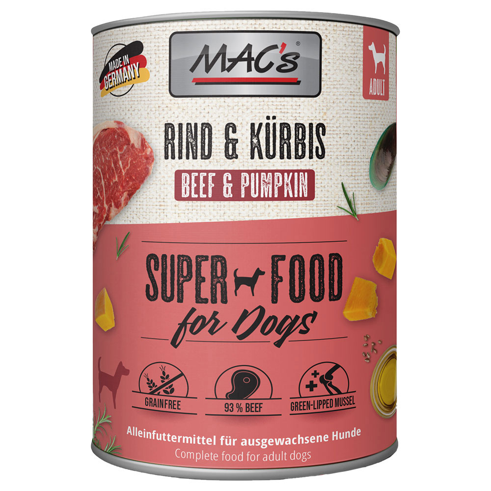 Sparpaket MAC's Adult 24 x 800 g - Rind & Kürbis Sparpaket MAC's Adult 24 x 800 g - Rind & Kürbis von MAC's