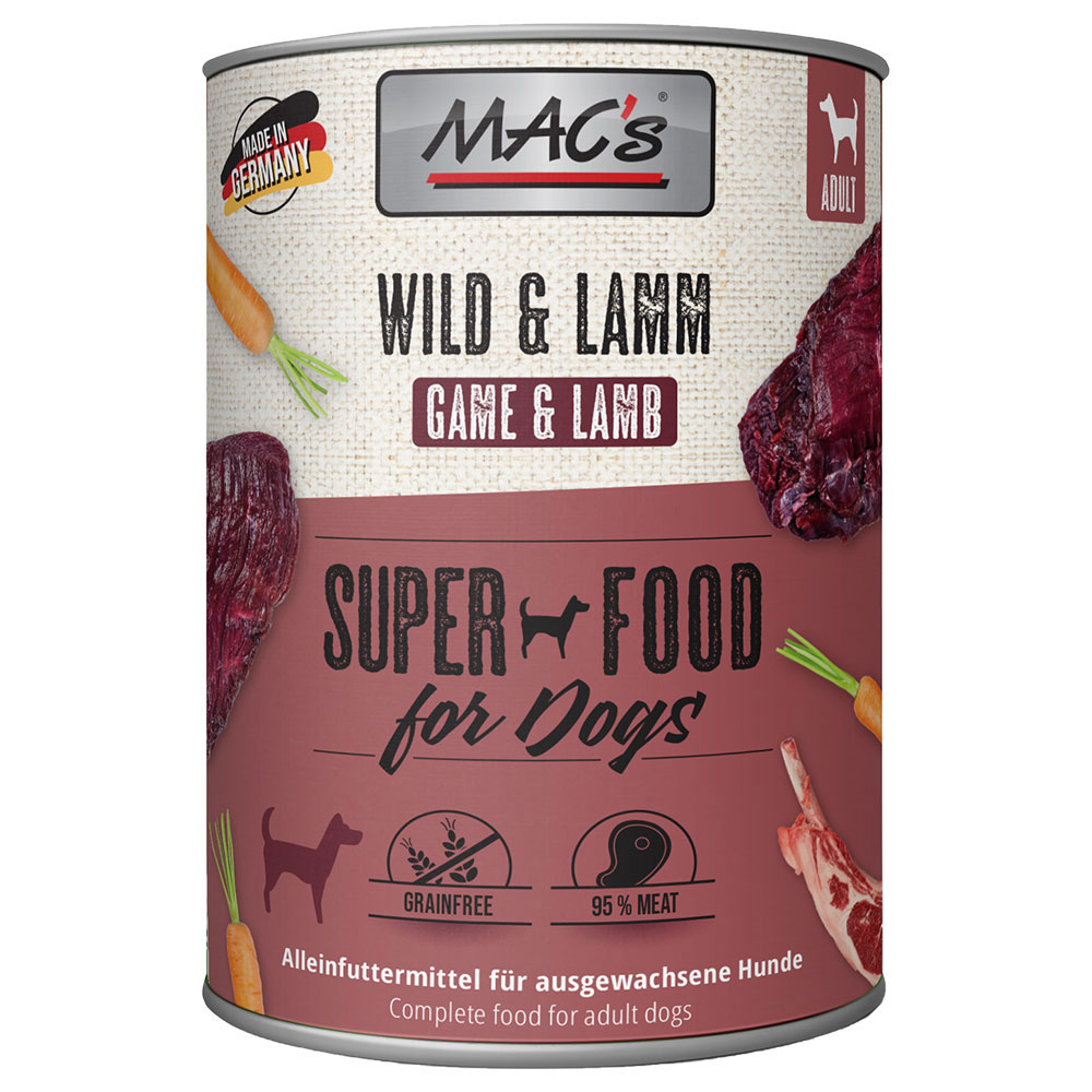 Sparpaket MAC's Adult 24 x 800 g - Wild & Lamm Sparpaket MAC's Adult 24 x 800 g - Wild & Lamm von MAC's