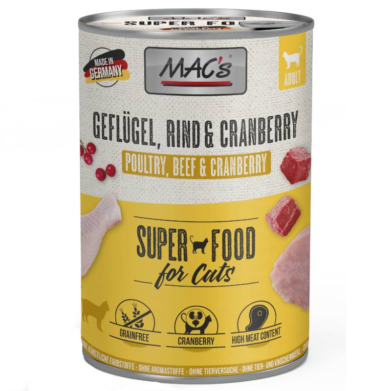 Sparpaket MAC´s Cat 12 x 400 g - Mixpaket Geflügel & Fleisch (2 Sorten) von MAC's