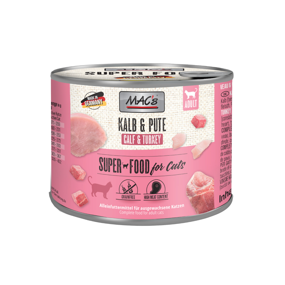 Sparpaket MAC´s Cat 24 x 200 g - Kalb & Pute Sparpaket MAC´s Cat 24 x 200 g - Kalb & Pute von MAC's