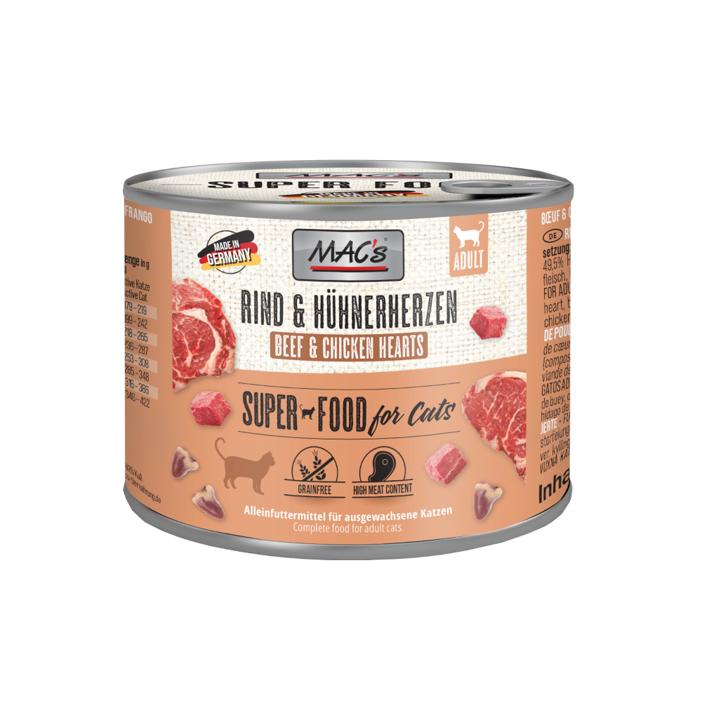 Sparpaket MAC´s Cat 24 x 200 g - Rind & Hühnerherzen Sparpaket MAC´s Cat 24 x 200 g - Rind & Hühnerherzen von MAC's