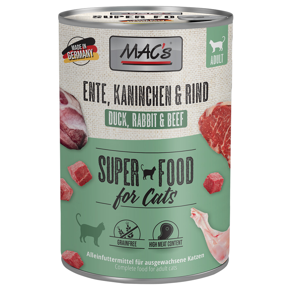 Sparpaket MAC´s Cat 24 x 400 g - Ente, Kaninchen, Rind von MAC's