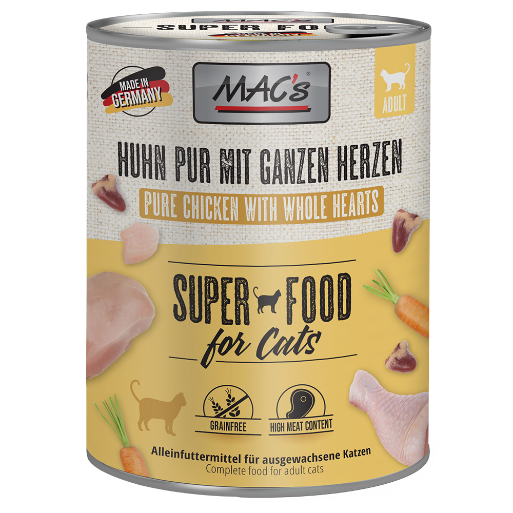 Sparpaket MAC´s Cat 24 x 800 g - Huhn PUR mit ganzen Geflügelherzen von MAC's