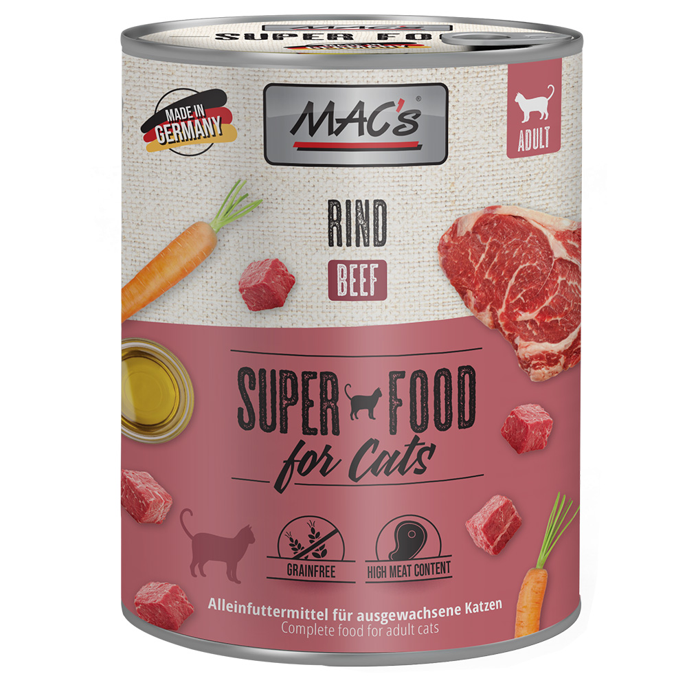 Sparpaket MAC´s Cat 24 x 800 g - Mixpaket (Rind, Ente/Kaninchen/Rind) von MAC's