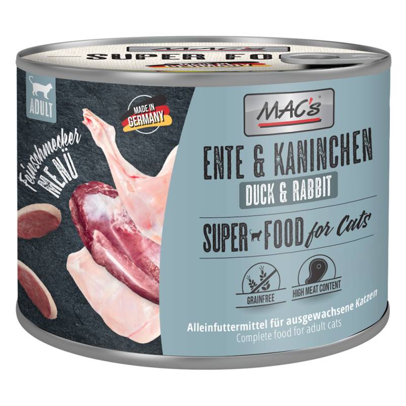 Sparpaket MAC´s Cat Feinschmecker 24 x 200 g - Ente & Kaninchen von MAC's