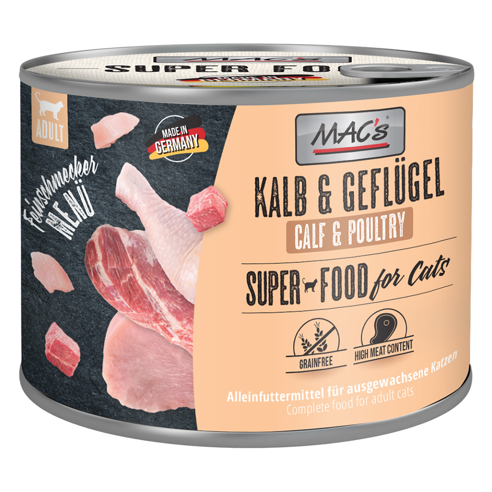 Sparpaket MAC´s Cat Feinschmecker 24 x 200 g - Kalb & Geflügel Sparpaket MAC´s Cat Feinschmecker 24 x 200 g - Kalb & Geflügel von MAC's