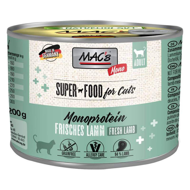 Sparpaket MAC´s Cat Mono Sensitive 24 x 200 g - Lamm von MAC's