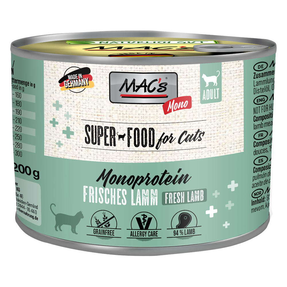 Sparpaket MAC´s Cat Mono Sensitive 24 x 200 g - Mixpaket (Lamm & Pute) von MAC's