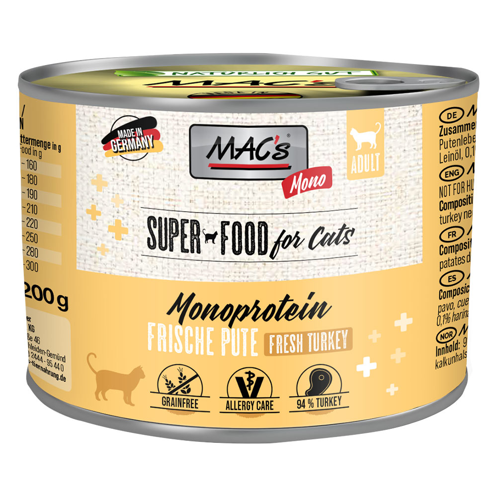 Sparpaket MAC´s Cat Mono Sensitive 24 x 200 g - Pute von MAC's