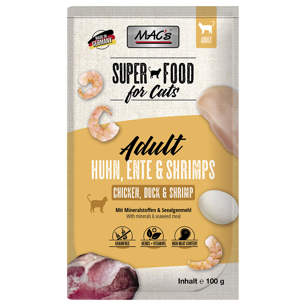 Sparpaket MAC´s Cat Pouch 24 x 100 g - Huhn, Ente & Shrimps Sparpaket MAC´s Cat Pouch 24 x 100 g - Huhn, Ente & Shrimps von MAC's