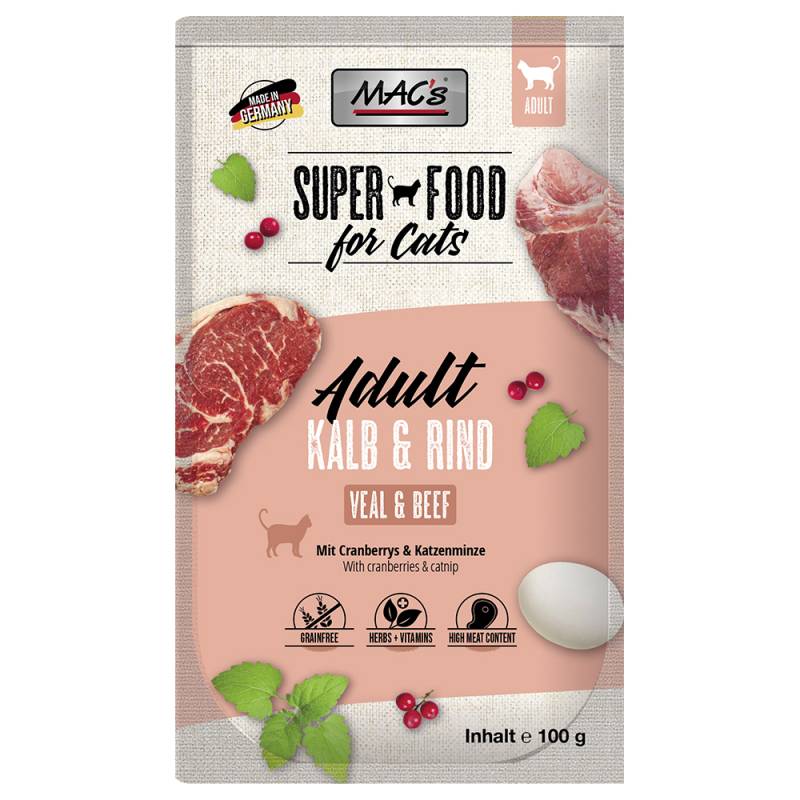 Sparpaket MAC´s Cat Pouch 24 x 100 g - Mix Fleisch (4 Sorten) von MAC's