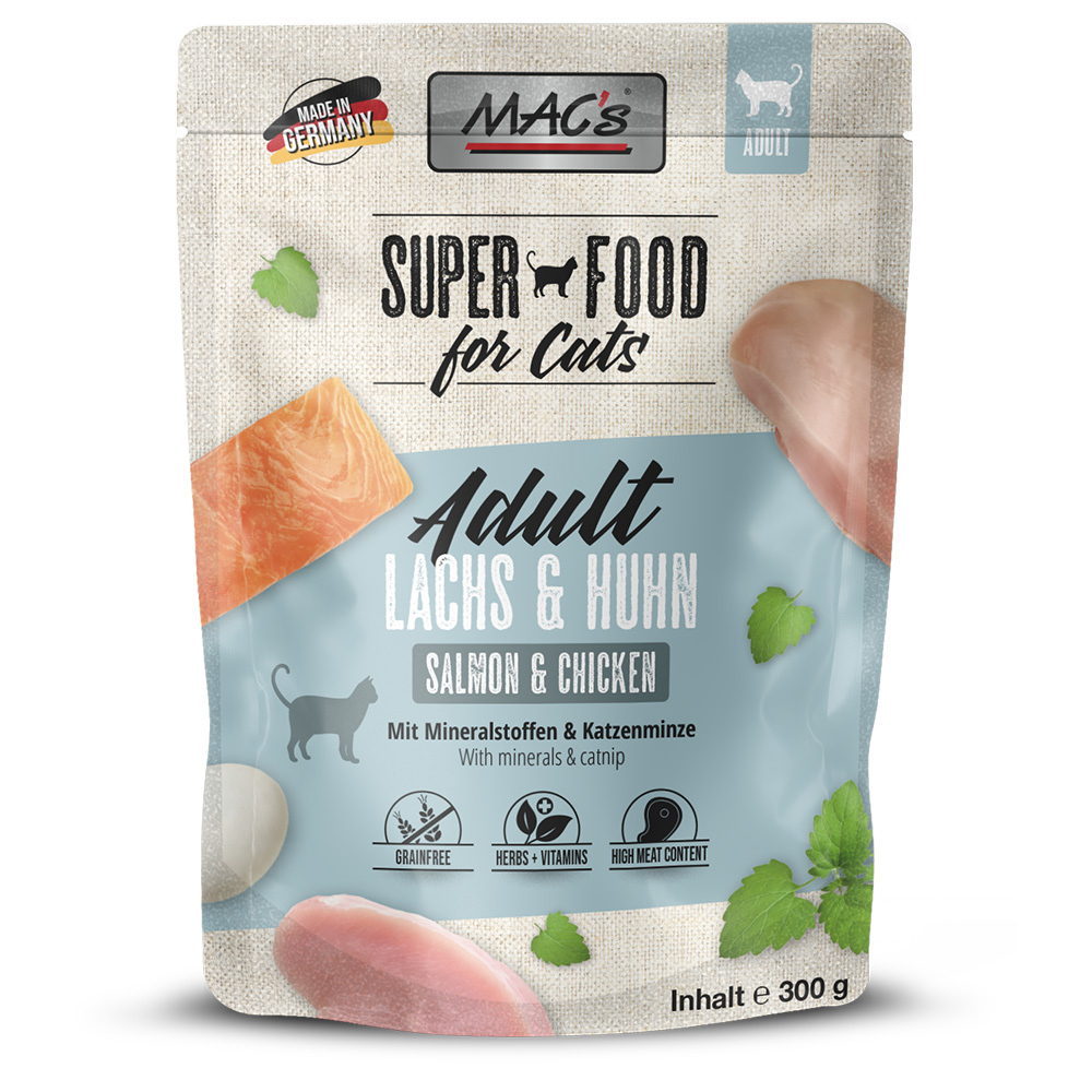 Sparpaket MAC´s Cat Pouch 24 x 300 g - Lachs & Huhn von MAC's