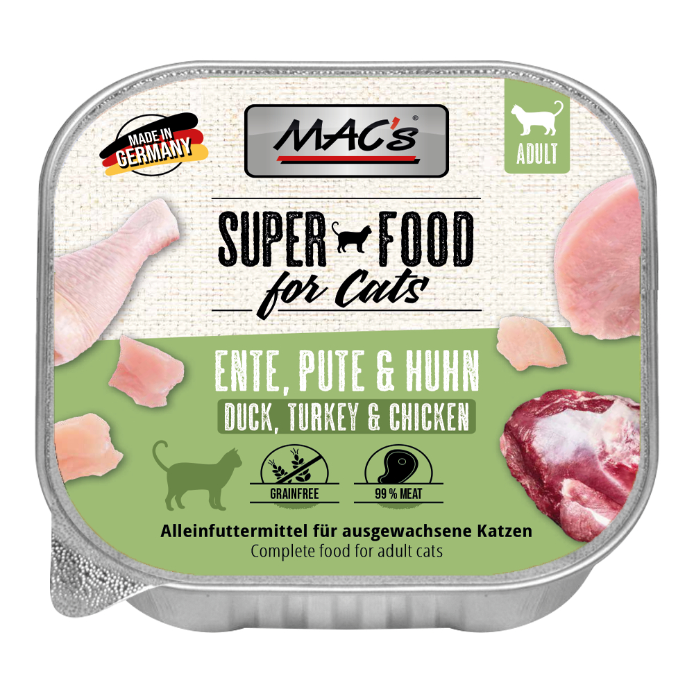Sparpaket MAC's Cat Schale 32 x 100 g - Ente, Pute & Huhn Sparpaket MAC's Cat Schale 32 x 100 g - Ente, Pute & Huhn von MAC's