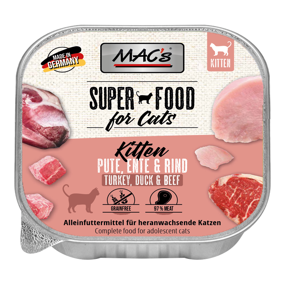 Sparpaket MAC's Cat Schale 32 x 100 g - Kitten Pute, Ente & Rind Sparpaket MAC's Cat Schale 32 x 100 g - Kitten Pute, Ente & Rind von MAC's