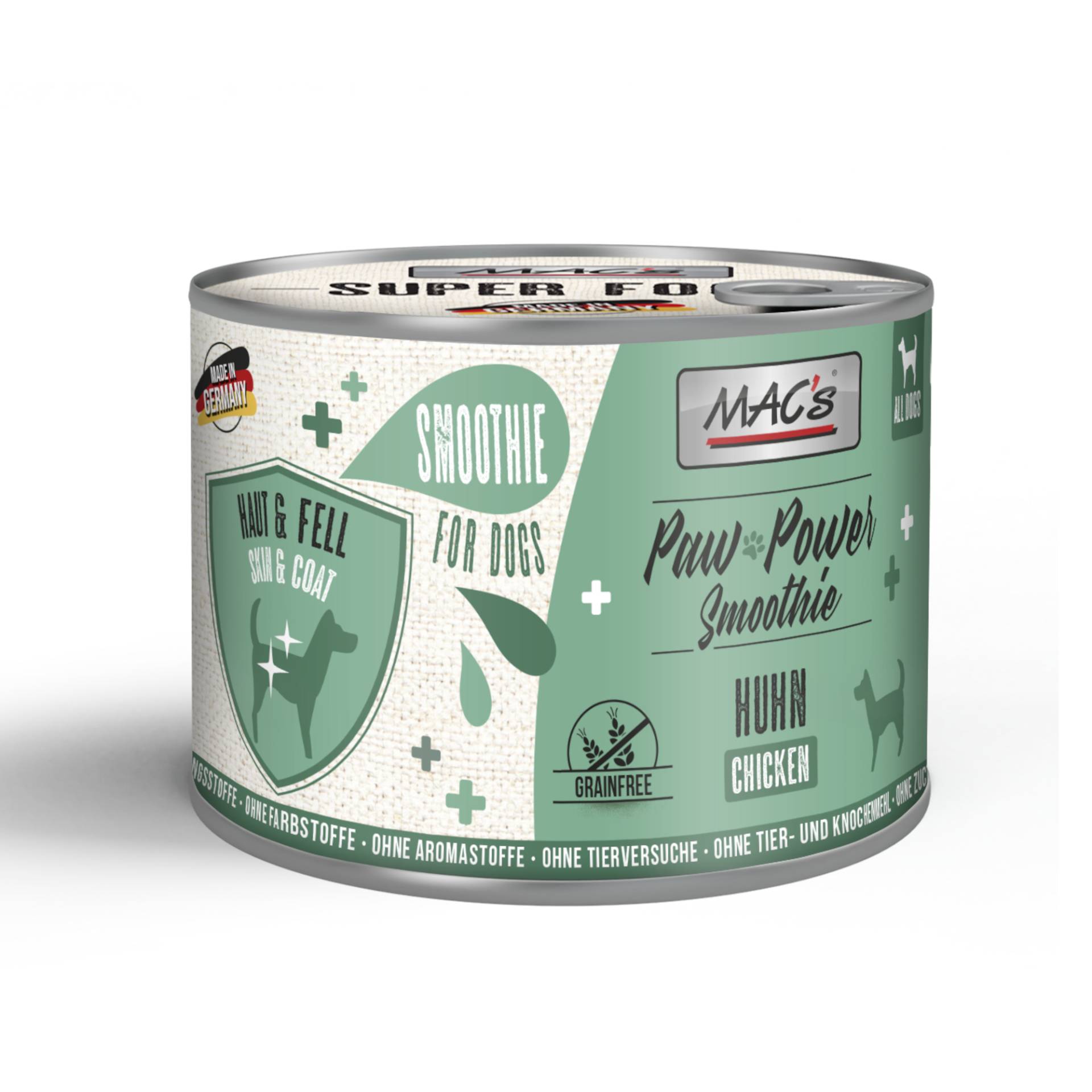 Sparpaket MAC's Dog Paw Power Smoothie 12 x 185 g - Plus Huhn - Haut & Fell von MAC's