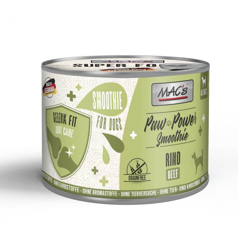 Sparpaket MAC's Dog Paw Power Smoothie 12 x 185 g - Rind - Gelenk Fit von MAC's
