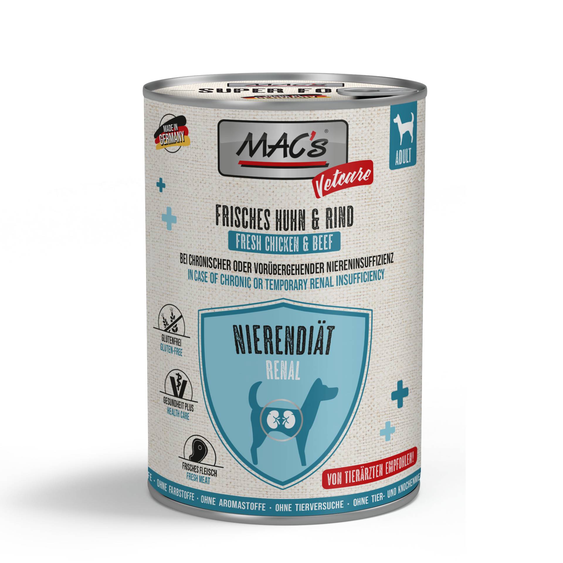 Sparpaket MAC's Dog Vetcare Nierendiät 24 x 400 g - Huhn & Rind Sparpaket MAC's Dog Vetcare Nierendiät 24 x 400 g - Huhn & Rind von MAC's